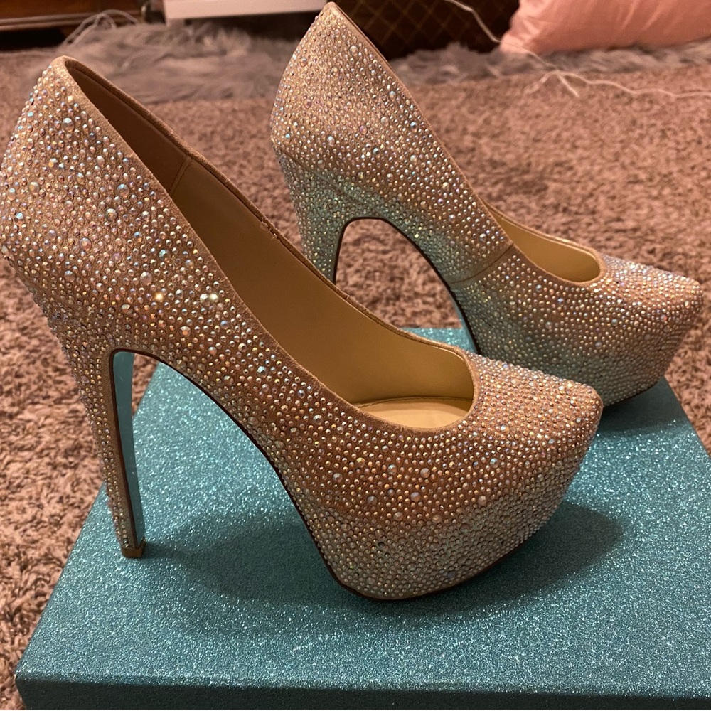 Betsy Johnson rhinestone platform pumps